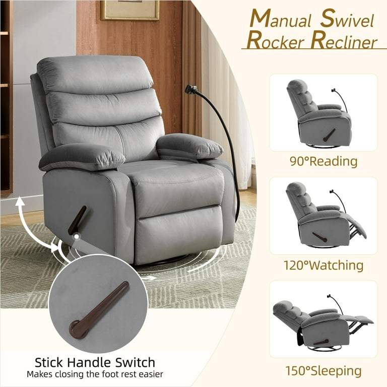 Swivel Rocker Recliner Adults, Rocking Small Recliner Chair for