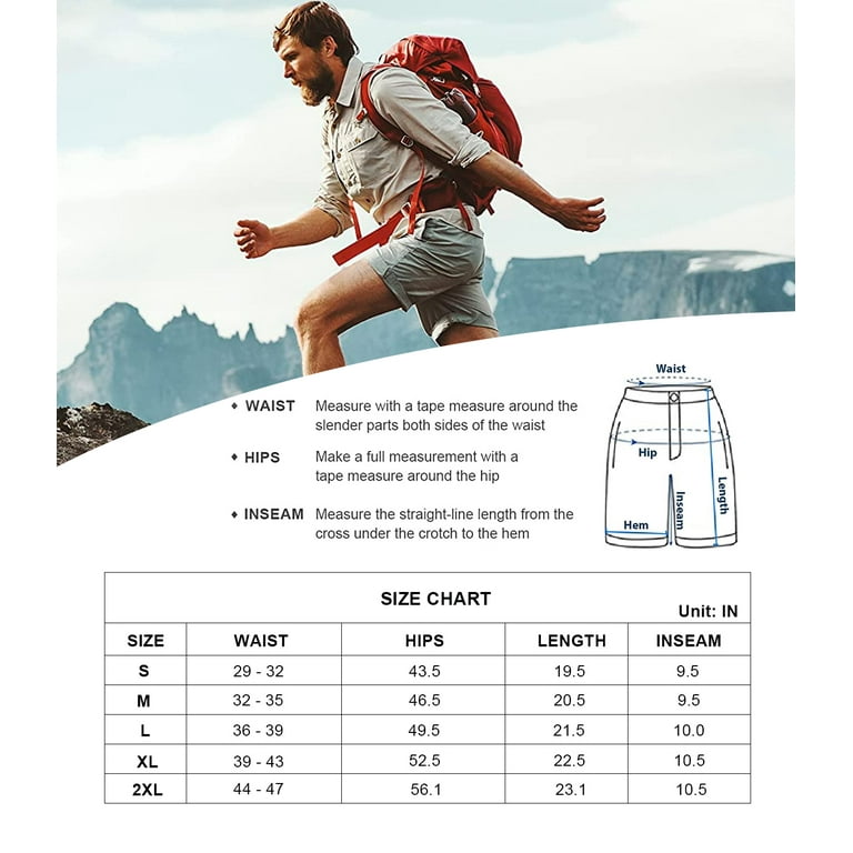 Men's Outdoor Casual Elastic Waist Lightweight Water Resistant Quick Dry  Cargo Fishing Hiking Shorts Dark Grey 36