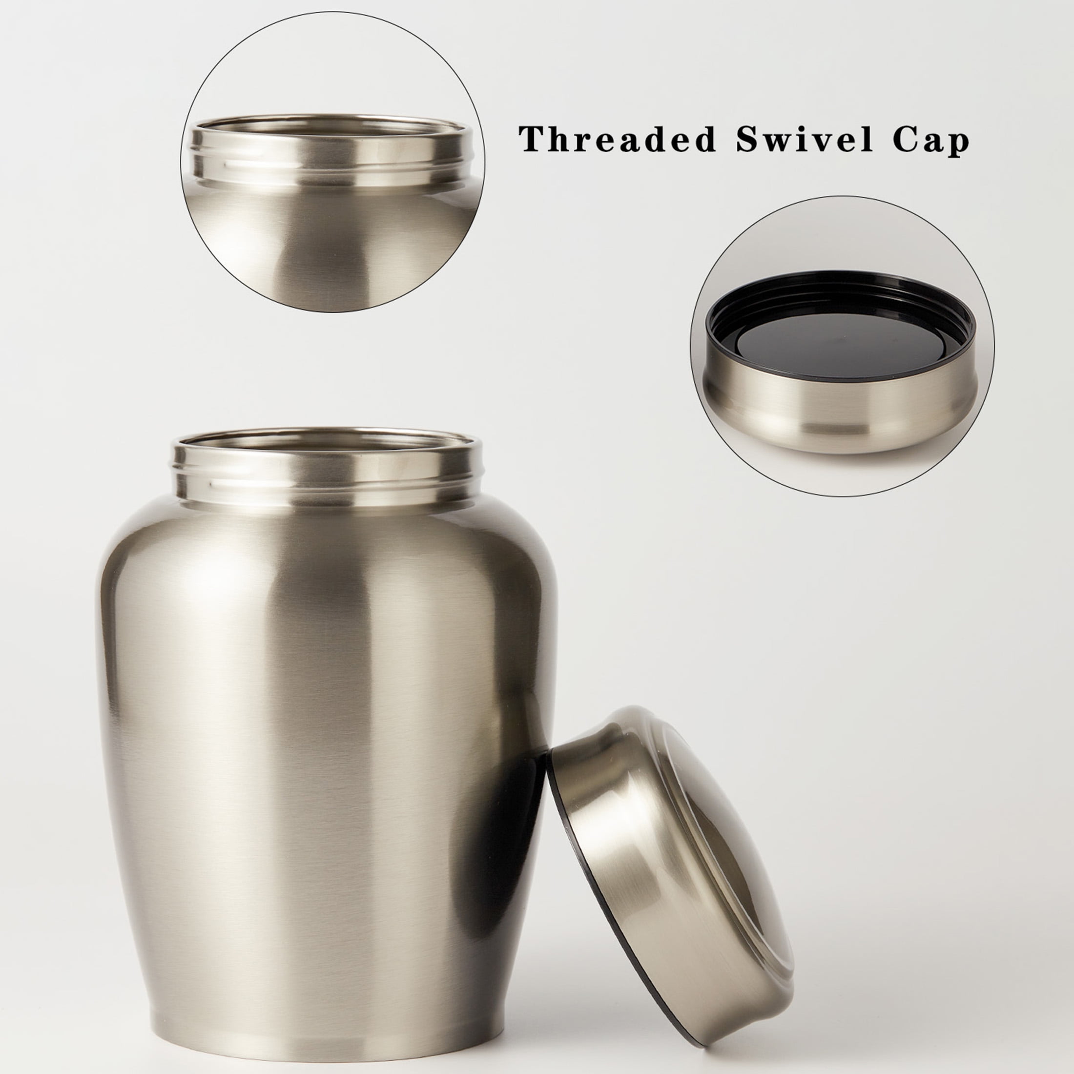 Large Urn for Ashes Adult Male&Female Decorative Urns for Human Ashes Adult Man Stainless Steel Silver