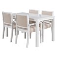 thumbnail image 2 of Farmhouse 5 Piece Dining Set Kitchen Table Set with 4 Arm Upholstered Dining Chairs, Table Set with Table and Cushioned Chairs for 4 Persons Dining Room Table Set for Small Place, 2 of 9