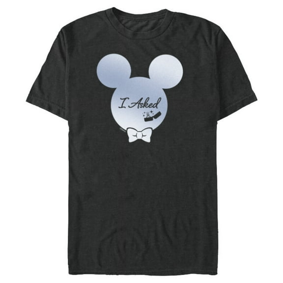 Disney I Asked Proposal Engagement Ring Bow Tie Mickey - Short Sleeve Blended T-Shirt for Adults - Customized-Dark Heather