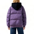 thumbnail image 5 of ClodeEU Womens Hooded Down Jacket ,Winter Warm Thicken Puffer Coats ,Casual Loose Zip Up Padded Quilted Coat Purple,Womens Plus L, 5 of 7