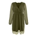 thumbnail image 4 of Lopecy-Sta Womens Dresses V Neck Faux Wrap Elastic Waist A Line Mini Dress Long Sleeve Chiffon Overlay Fit for Wedding Guest Dinner Date Semi formal Events, 4 of 6
