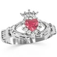 thumbnail image 2 of Claddagh Pink Tourmaline Diamond Ring In Solid 14k White Gold, 2 of 6