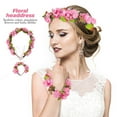 thumbnail image 5 of OULII 2Pcs Wreath Headband Floral Decorative Pink Iron Wire Ribbon for Women Wedding Party, 5 of 5