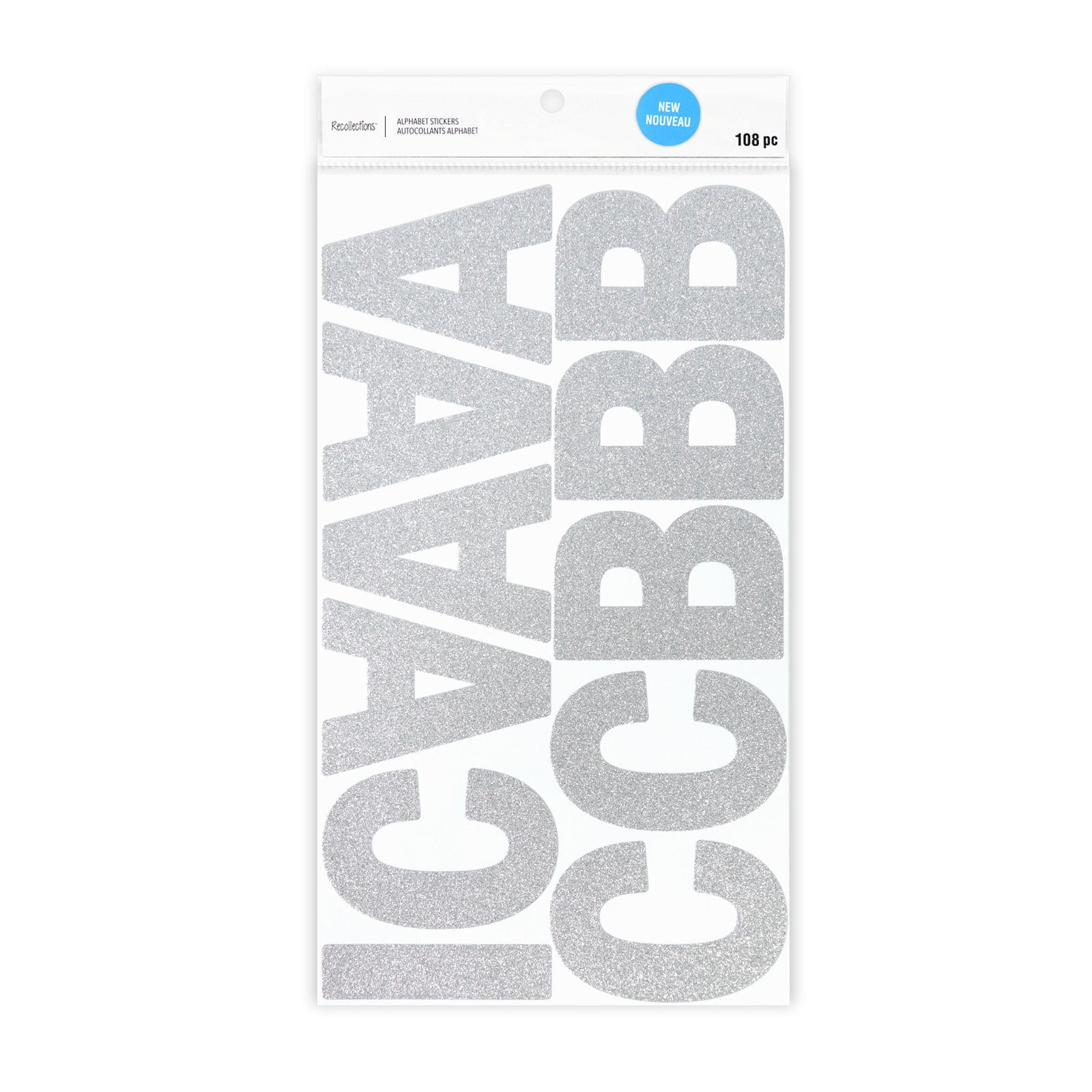 Recollections 3.25" Silver Glitter Alphabet Stickers, 12 Pack