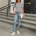 thumbnail image 5 of Womens Short Sleeve Collared Shirt Button Down Top Casual Loose Fit Summer Tee, 5 of 7