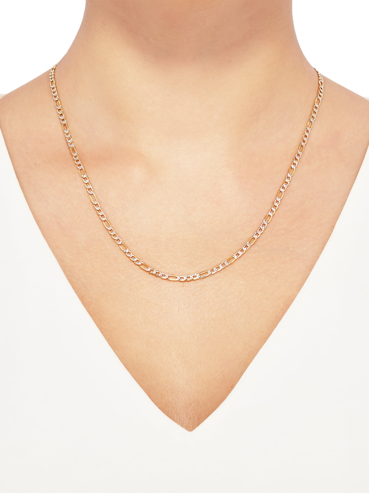 Brilliance Fine Jewelry Sterling Silver 1/20 10K Yellow Gold 3.40MM Hollow Figaro Necklace, 20"