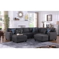 thumbnail image 4 of Cooper Dark Gray Linen Fabric 8Pc Reversible Sectional w/ Ottomans and Cupholder, 4 of 6
