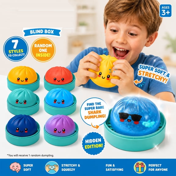 HaCpiu Squishy Dumplings with Box, Random Dumpling Squishy, Stretchy Sensory Fidget Stress Ball for Stress Relief & Novelty Party Favors