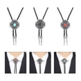 thumbnail image 2 of WINDLAND Bolo Tie for Men Western Cowboy Style Necktie with Carved Gemstones Buckle Gentleman Formal Meeting Costume Accessories, 2 of 12