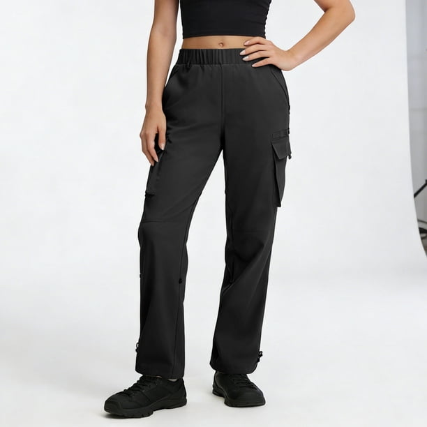 TaTaai Women Comfortable Outdoor Sports Casual Pants 7/8 Length Multi Pockets Cargo Style Loose Fit Lightweight Breathable Machine Washable No Fading Daily Office Wear Gift