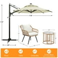 thumbnail image 2 of Autlaycil 5 Pcs Patio Outdoor Furniture Sets Contains 2 Wicker Furniture Patio Bistro Chairs, Table, 10 ft Solar Cantilever Umbrella and Cross Base, Beige, 2 of 7