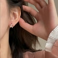 thumbnail image 3 of Sterling Silver Small Bow Hoop Earrings for Women Teens Bow Ribbon Earrings Bowknot Huggie Earrings, 3 of 11