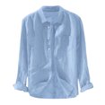 thumbnail image 1 of Leutsin Men's Baggy Solid Cotton Linen Long Sleeve Button Pocket Plus Size T Shirts, 1 of 5