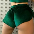 thumbnail image 4 of ZyeKqe Women's Velour Shorts Mid Rise Yoga Running Short Butt Lifting Booty Shorts Retro Mini Pants Dance Bottoms, 4 of 6