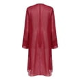thumbnail image 2 of TiaoBug Womens Chiffon Cardigan 3D Flower Brooch Cascading Trim Bolero Jacket Long Sleeve Open Front Burgundy S, 2 of 7