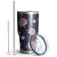 thumbnail image 2 of 30oz Pioneer Flower Floral Print Pattern Tumbler, Double Wall Vacuum Insulated Cup, BPA-Free Leak Proof Lid & Reusable Straws, Hot 12h, Cold 34h, 2 of 6