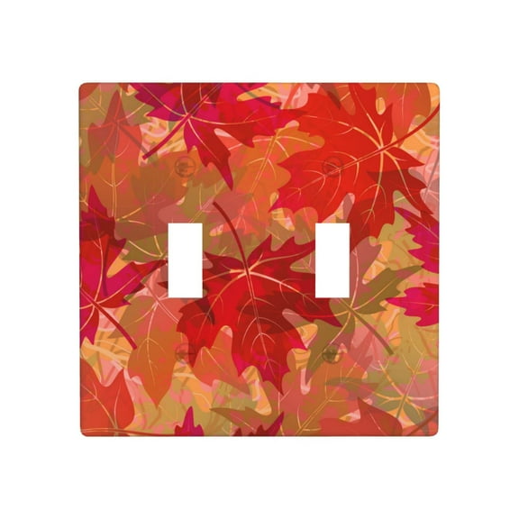 2 Gang Double Toggle Wall Plate Light Switch Cover Wallplate - vintage maple leaves