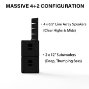 Stage Pro 12 Powered PA Speaker System, Dual 12-Inch Subs + 4 Line Array Speakers, 8000W Peak, Bluetooth TWS, 3 DSP Preset