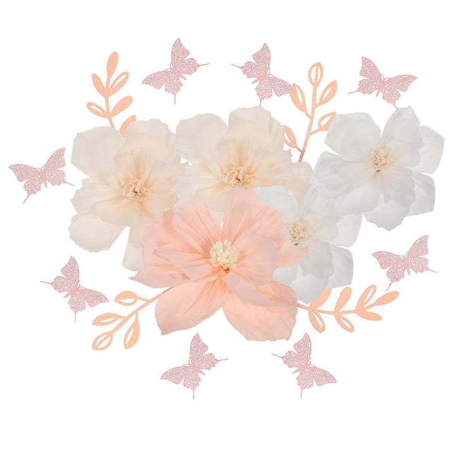 Paper Flower Decorations 1Set Pink for Wall Home Decor with High-Class Materials