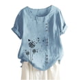 thumbnail image 1 of Birdeem Mode Femmes Été T-Shirt Imprimé Ample Col Rond Manches Courtes Blouse Décontractée, 1 of 1
