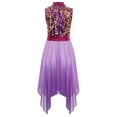 thumbnail image 3 of Oyolan Robe de Danse Sans Manches à Sequins pour Filles, Tunique de Culte Irrégulière pour Église, Violet 8, 3 of 6