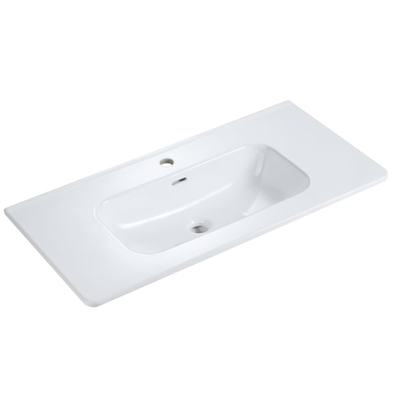 Vanity With Sink, BB0436Y301, Integrated white ceramic basin, drain assembly NOT included, Gloss White Bathroom Vanity,Ceramic Single Sink Vanity, Bath & Faucets Bathroom Vanities