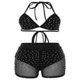 thumbnail image 2 of Women‘s Sequins Rhinestone Bra Fishnet Short Pants Swimsuit Sets, 2 of 4