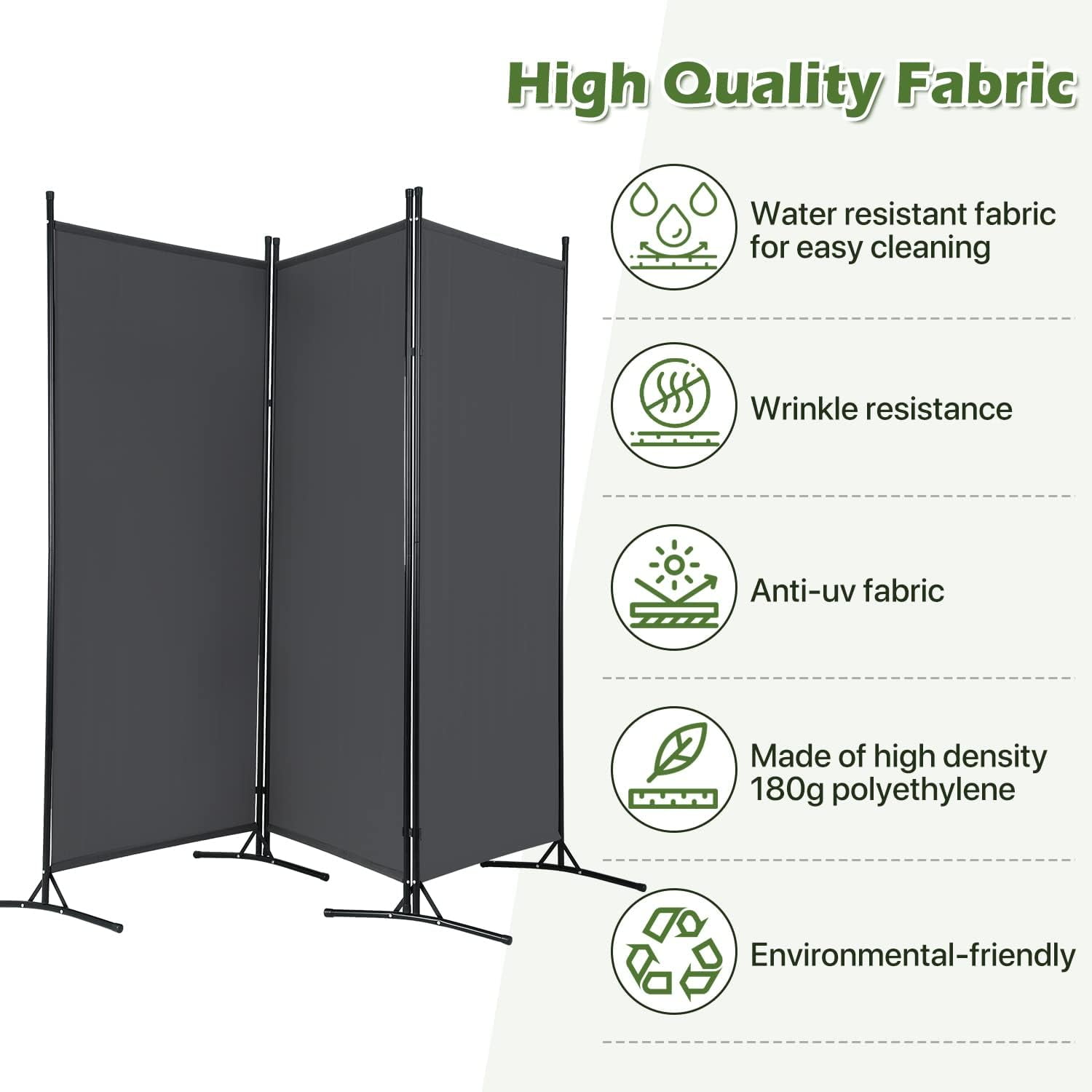 Dkelincs 3 Panels Room Divider Folding Room Partition Privacy Screen Portable Freestanding Room for Home Office, Gray