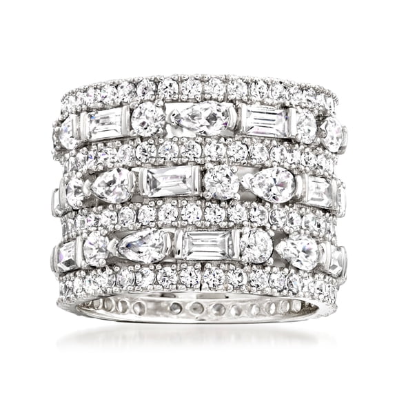 Ross-Simons 6.56 ct. t.w. CZ Multi-Row Eternity Band in Sterling Silver, Women's, Adult