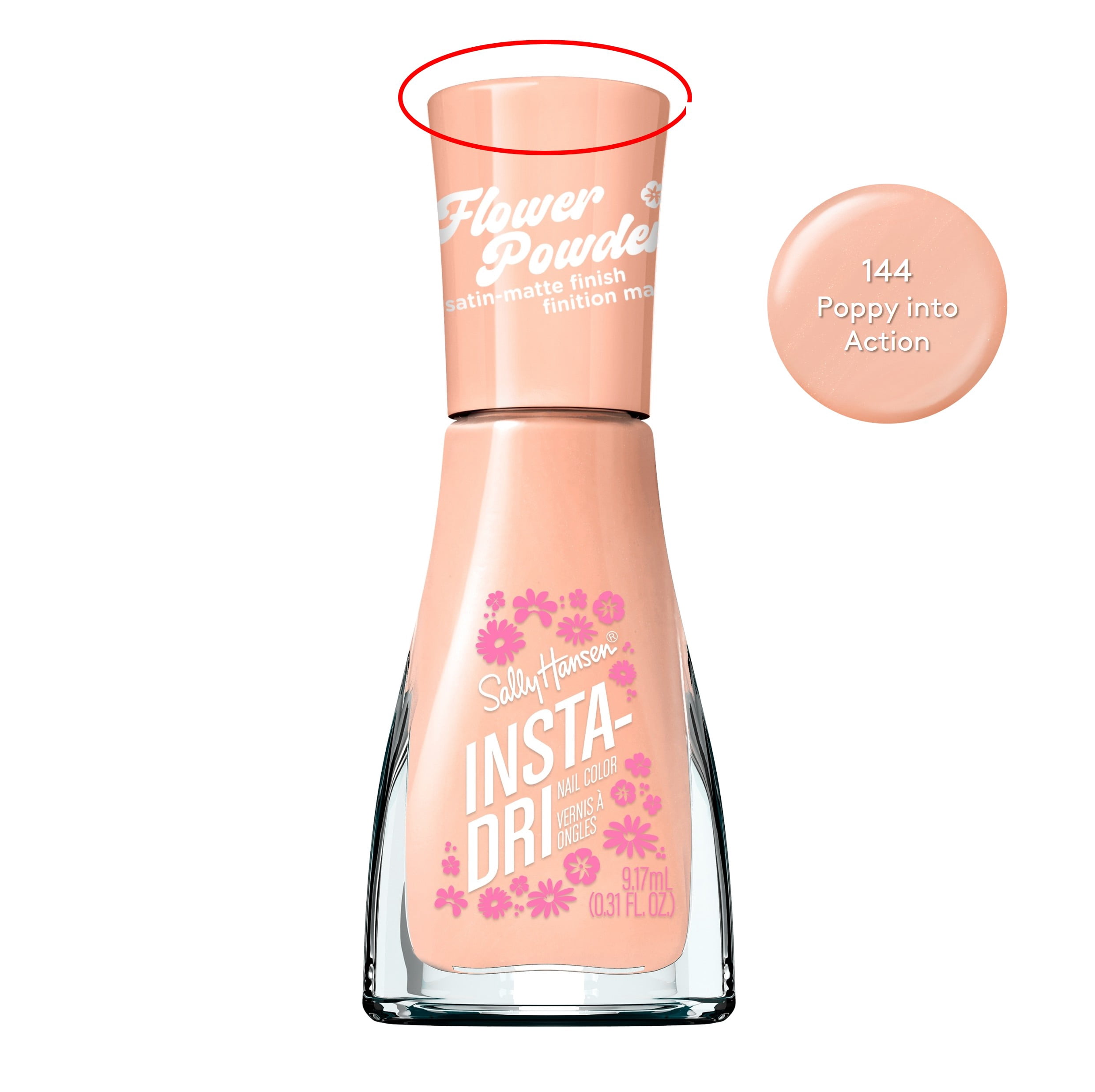 Sally Hansen Insta Dri Flower Powder Nail Polish, Quick-Drying, Long-Lasting Shine, Poppy Into Action​ 0.31 fl oz