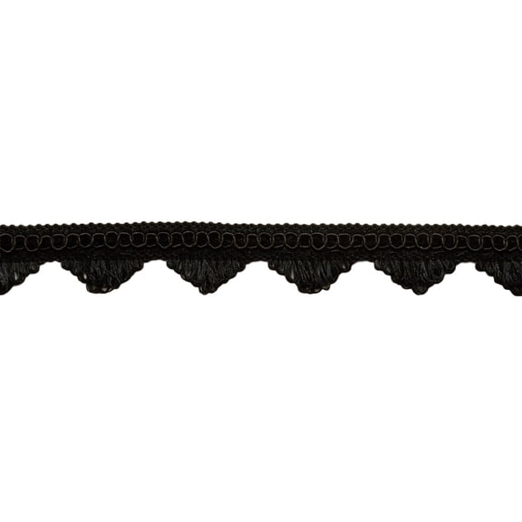 1 1/2" (3.5cm) Decorative Solid Scallop Loop Fringe Trim Gimp Braid # SF0150,, Pure Black #K9 (Jet Black) Sold By The Yard (36"/3 ft/0.9m)