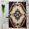 thumbnail image 3 of Brown Teal Red Boho Waterproof Shower Curtain, Large 72"x84" Washable Polyester Fabric Shower Curtains for Bathroom, Ethnic Vintage Geometric Abstract Decorative Bathtub Curtain Sets with Hooks, 3 of 9