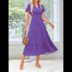 thumbnail image 4 of Vestido Maxi Floral Bohemio de Playa, Informal, con Escote en V, Corta Abullonada, Fruncido, para Verano, para Mujer, 2025, , XXL, 4 of 10