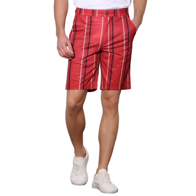 Pantalones cortos de verano de corte regular para hombre INSPIRE CHIC a rayas 30 Rojo