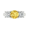 thumbnail image 2 of 3.25ct round cut yellow Zircon 18k white gold 3 stone Bridal Wedding Engagement Promise Anniversary Ring for Women size 11, 2 of 7