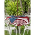 thumbnail image 2 of Outdoor Tablecloth with Umbrella Hole & Zipper, Farmhouse Red Striped Round Tablecloth 54 Inch, Modern Minimalist Stripes Patio Table Cover Waterproof Table Cloth for Picnic/Party, 2 of 7