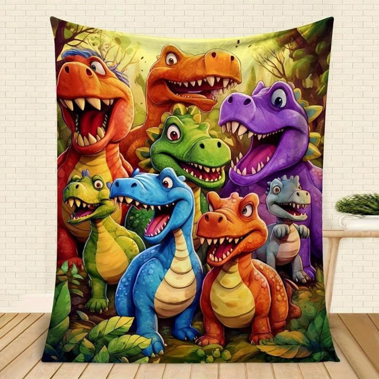 2026 New Cute Smiling Dinosaurs HD Digital Print Flannel, 50"x60" Dinosaur Throw Blanket, Cozy, Soft, Warm, Polyester Blanketfor Boys and Girls, Contemporary Animal Theme (1Pcs, 59.1"x78.7")