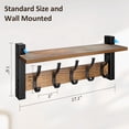 thumbnail image 4 of 17.1 InchCoat Rack Wall Mount with Shelf, Coat Hanger Wall Mounted with 5 Hooks, Wall Mounted Coat Racks, Wall Shelf with Hooks, Hat Rack for Entryway, Bedroom, Living Room, 4 of 7
