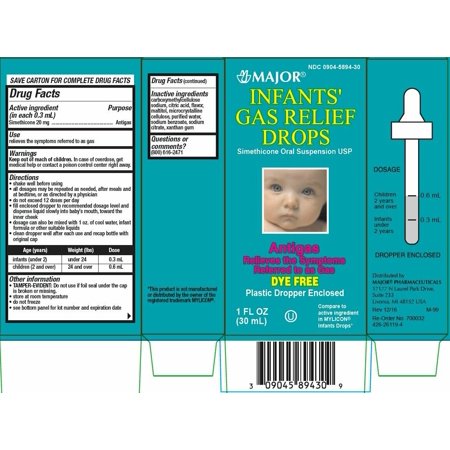 Major Infant's Dye-Free Gas Relief Drops, 1 Fl. Oz.