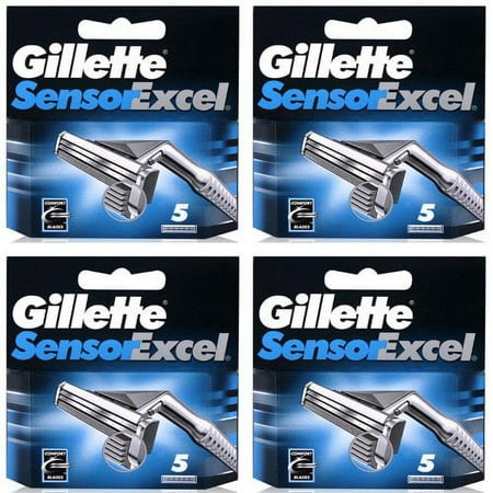 Gillette Sensor Excel Razor Blades Refills, 20 Cartridges