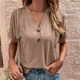 thumbnail image 3 of Women's Short Sleeve T Shirt V Neck Casual Solid Color Tops Dressy Loose Tunic Tee Shirt, 3 of 6