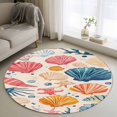 thumbnail image 3 of Colorful Seashell Round Area&nbsp;Rug 3ft Coastal Non-Slip&nbsp;Washable Circle Rugs Soft Felt Indoor Floor Mat for Bedroom Kitchen Living Room Bathroom, 3 of 9