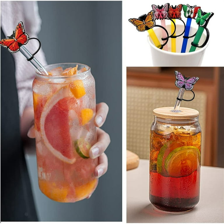 10pcs Reusable Butterfly-shaped Straw Topper, Cup Straw Cover, Portable &  Cute Dustproof Lid
