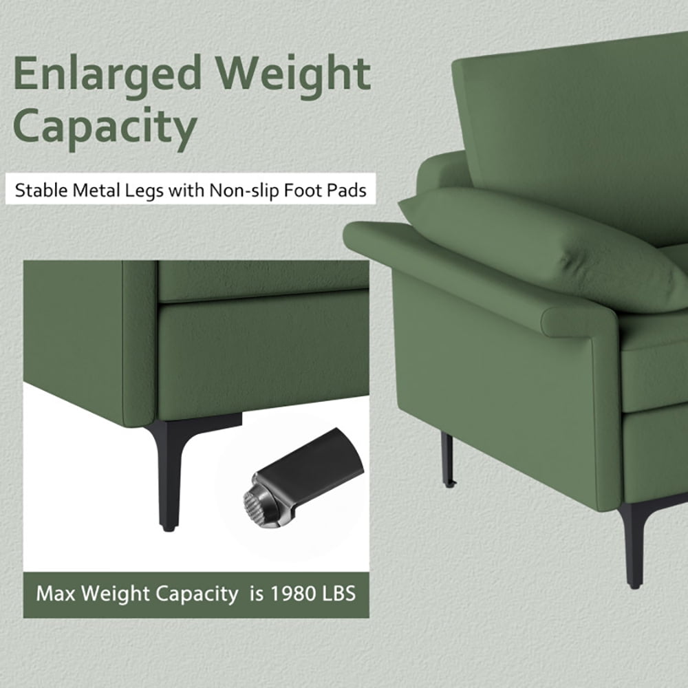 Finihen Sectional Sofa Couch, 3-Seat Sofa, Large 3-Seat Sofa Sectional with Metal Legs and 2 USB Ports for 3-4 people, for Living Room, Bedroom, Army Green Finihen Sectional Sofa Couch, 3-Seat Sofa, Large 3-Seat Sofa Sectional with Metal Legs and 2 USB Ports for 3-4 people, for Living Room, Bedroom, Army Green