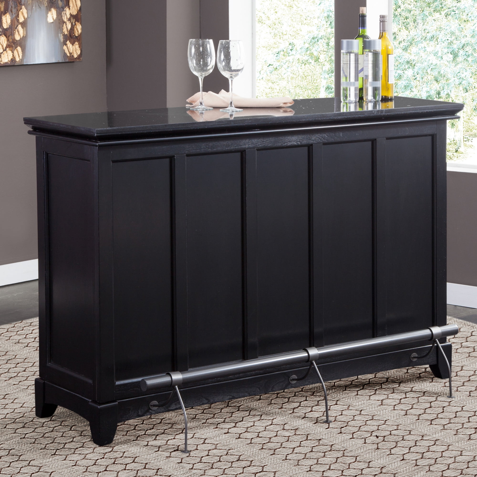 Steve Silver Garcia Modern Home Bar Cabinet Counter Height, Black