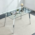thumbnail image 2 of Dining Tables Glass Dining Table Modern Minimalist Rectangular for 4-6 with 0.31" Tempered Glass Tabletop and plating Metal Legs, Writing Table Desk, for Kitchen Dining Living Room, 51" W x 31"D x 3, 2 of 14