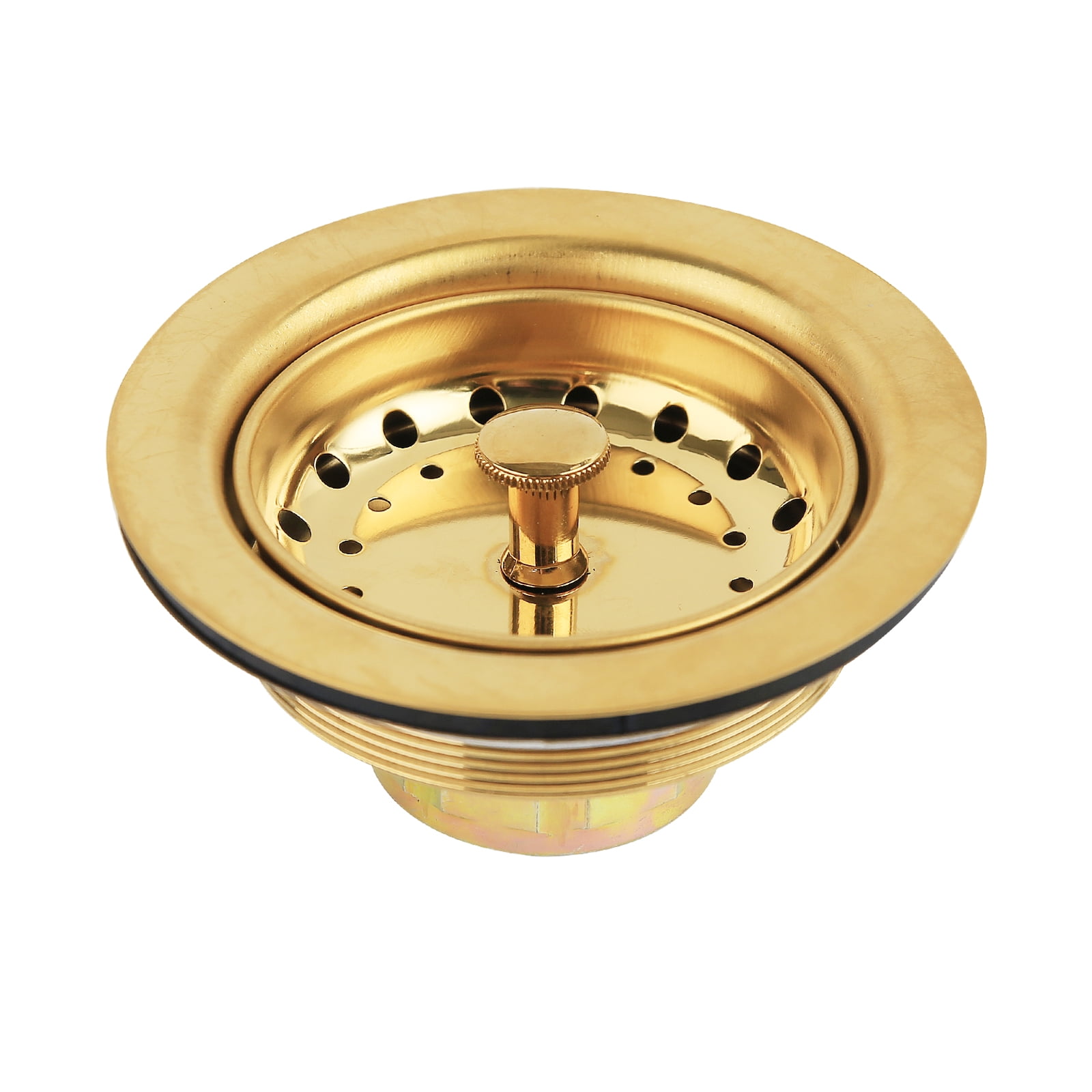 Watflow Gold Kitchen Sink Drain Assembly with Black Sink Strainer 31/2