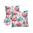 thumbnail image 2 of Outdoor Throw Pillow Cover Tropical Pink Flamingo and Blue Teal Plant Leaves Waterproof Cushion Covers 2 Pack Rustic White Pillow Cases Home Decoration for Patio Garden Couch Sofa, 2 of 7
